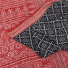 Sanskriti Vintage Sarees Black/Red Pure Cotton Ikat Print Sari 5yd Craft Fabric