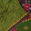 Sanskriti Vintage Sarees Green Hand Embroidered Printed Pure Cotton Sari Fabric