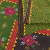 Sanskriti Vintage Sarees Green Hand Embroidered Printed Pure Cotton Sari Fabric