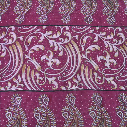 Sanskriti Vintage Sarees Indian Purple Pure Cotton Printed Sari 5yd Craft Fabric