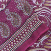 Sanskriti Vintage Sarees Indian Purple Pure Cotton Printed Sari 5yd Craft Fabric