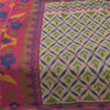 Sanskriti Vintage Sarees Indian Cream Pure Cotton Printed Sari 5yd Craft Fabric