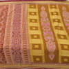 Sanskriti Vintage Sarees Mustard/Purple Pure Cotton Print Sari 5yd Craft Fabric