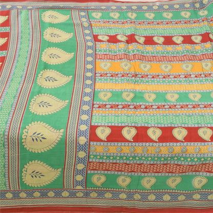 Sanskriti Vintage Sarees Indian Multi Pure Cotton Printed Sari 5yd Craft Fabric