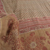 Sanskriti Vintage Sarees Cream/Red Pure Cotton Printed Sari 8 Yard Craft Fabric