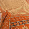 Sanskriti Vintage Sarees Cream/Orange Pure Cotton Printed Sari 5yd Craft Fabric