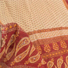 Sanskriti Vintage Sarees Peach/Red Pure Cotton Printed Sari Floral Craft Fabric