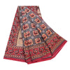 Sanskriti Vintage Sarees Patan Patola Printed Red/Gray Pure Cotton Sari Fabric