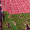 Sanskriti Vintage Sarees Pink Pure Cotton Peacock Printed Sari 5yd Craft Fabric