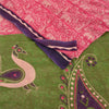 Sanskriti Vintage Sarees Pink Pure Cotton Peacock Printed Sari 5yd Craft Fabric