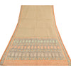 Sanskriti Vintage Sarees Peach Hand Block Printed Cotton Silk Sari 6yd Fabric