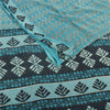 Sanskriti Vintage Sarees Indian Blue Pure Cotton Printed Sari 5yd Craft Fabric