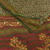 Sanskriti Vintage Sarees Indian Green Pure Cotton Printed Sari 5yd Craft Fabric