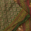 Sanskriti Vintage Sarees Indian Green Pure Cotton Printed Sari 5yd Craft Fabric