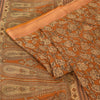 Sanskriti Vintage Sarees Indian Orange Pure Cotton Printed Sari 5yd Craft Fabric