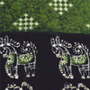 Sanskriti Vintage Sarees Green/Black Batik Work Pure Cotton Sari Craft Fabric