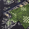 Sanskriti Vintage Sarees Green/Black Batik Work Pure Cotton Sari Craft Fabric