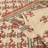 Sanskriti Vintage Sarees Peach Abstract Camel Cart Print Pure Cotton Sari Fabric