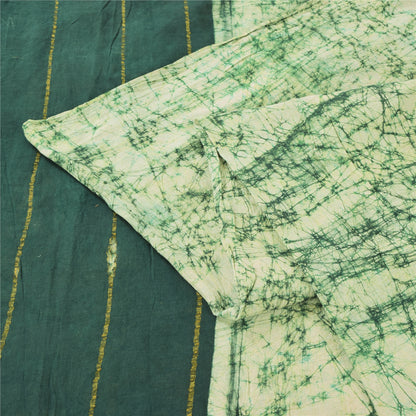 Sanskriti Vintage Sarees Green Zari Woven Pure Cotton Print Sari Craft Fabric