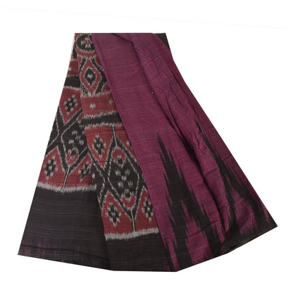 Sanskriti Vintage Sarees Odisha Purple Pure Cotton Ikat Hand Woven Sari Fabric