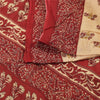 Sanskriti Vintage Sarees Peach/Red Pure Cotton Printed Sari Floral Craft Fabric