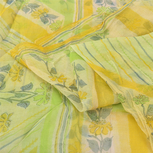 Sanskriti Vintage Sarees Kota Woven/Doria Printed Pure Cotton Sari Craft Fabric