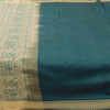 Sanskriti Vintage Sarees Green Baluchari Woven Pure Cotton Sari 5yd Craft Fabric