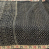 Sanskriti Vintage Sarees Black Ikat Hand Woven Pure Cotton Sari 5yd Craft Fabric