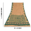 Sanskriti Vintage Sarees Peach/Green Pure Cotton Printed Sari 5yd Craft Fabric