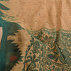 Sanskriti Vintage Sarees Peach/Green Pure Cotton Printed Sari 5yd Craft Fabric