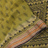 Sanskriti Vintage Sarees Green Indian Pure Cotton Printed Sari 5yd Craft Fabric