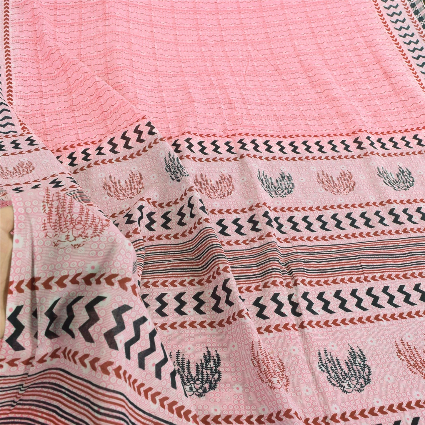 Sanskriti Vintage Sarees From India Pink Pure Cotton Print Sari 5yd Craft Fabric