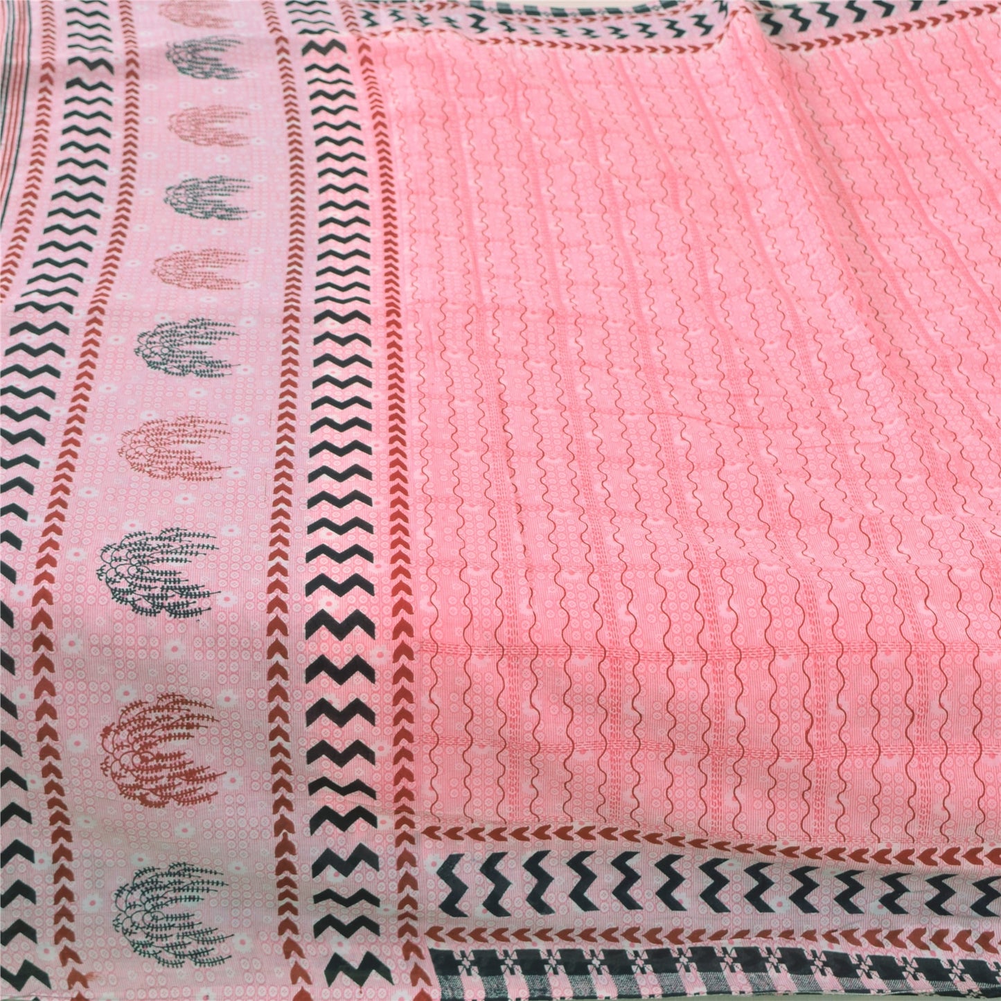 Sanskriti Vintage Sarees From India Pink Pure Cotton Print Sari 5yd Craft Fabric