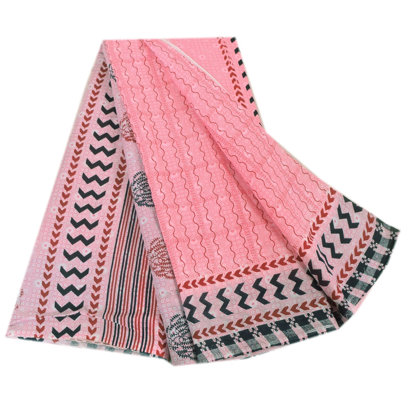 Sanskriti Vintage Sarees From India Pink Pure Cotton Print Sari 5yd Craft Fabric