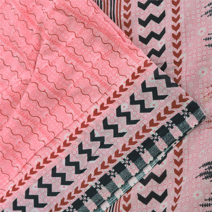 Sanskriti Vintage Sarees From India Pink Pure Cotton Print Sari 5yd Craft Fabric