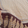 Sanskriti Vintage Sarees Indian Ivory Pure Cotton Printed Sari 5yd Craft Fabric