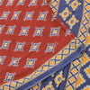 Sanskriti Vintage Sarees Red/Blue Pure Cotton Printed Sari 5yd Craft Fabric