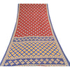 Sanskriti Vintage Sarees Red/Blue Pure Cotton Printed Sari 5yd Craft Fabric