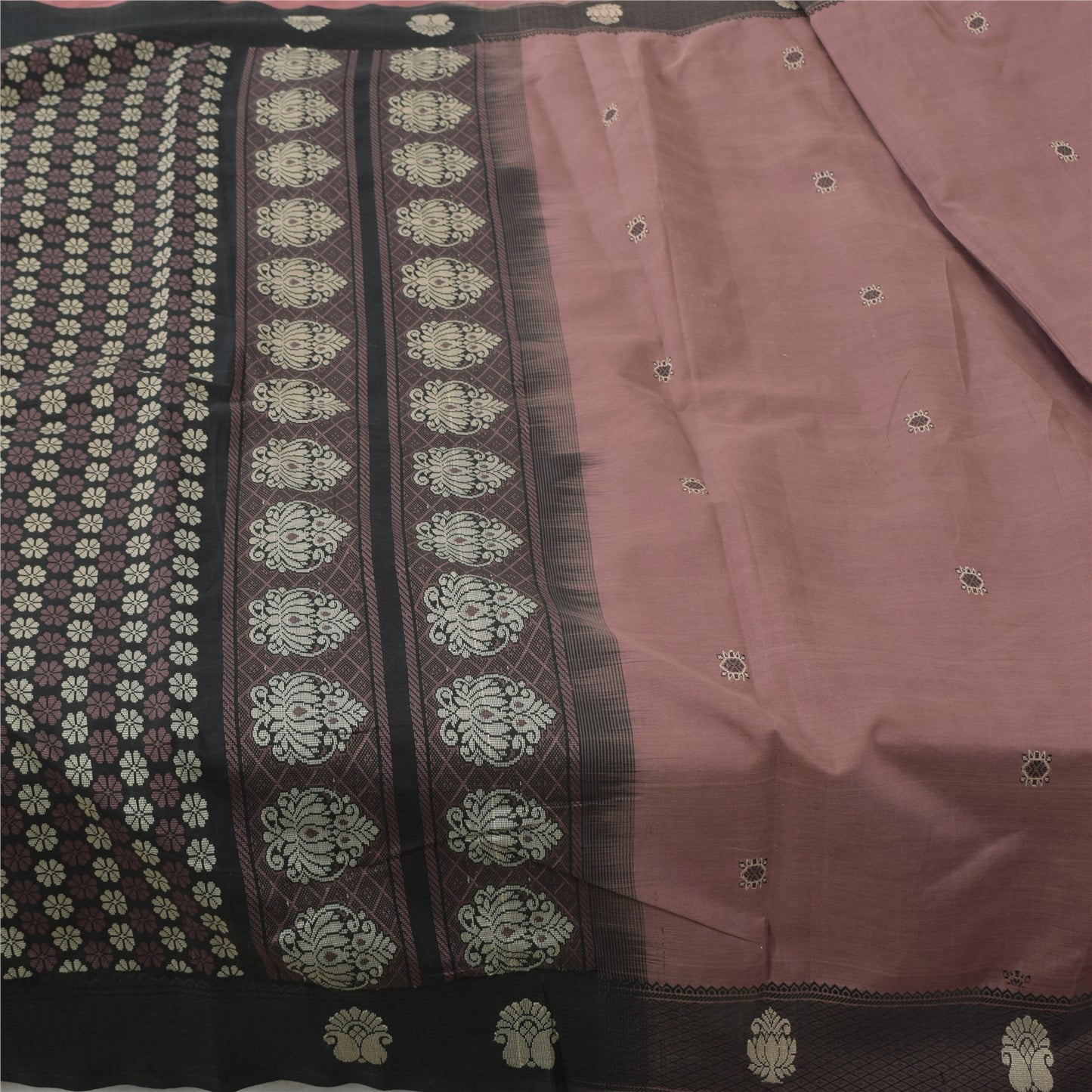 Sanskriti Vintage Sarees Indian Mauve Pure Cotton Woven Sari 5yd Craft Fabric