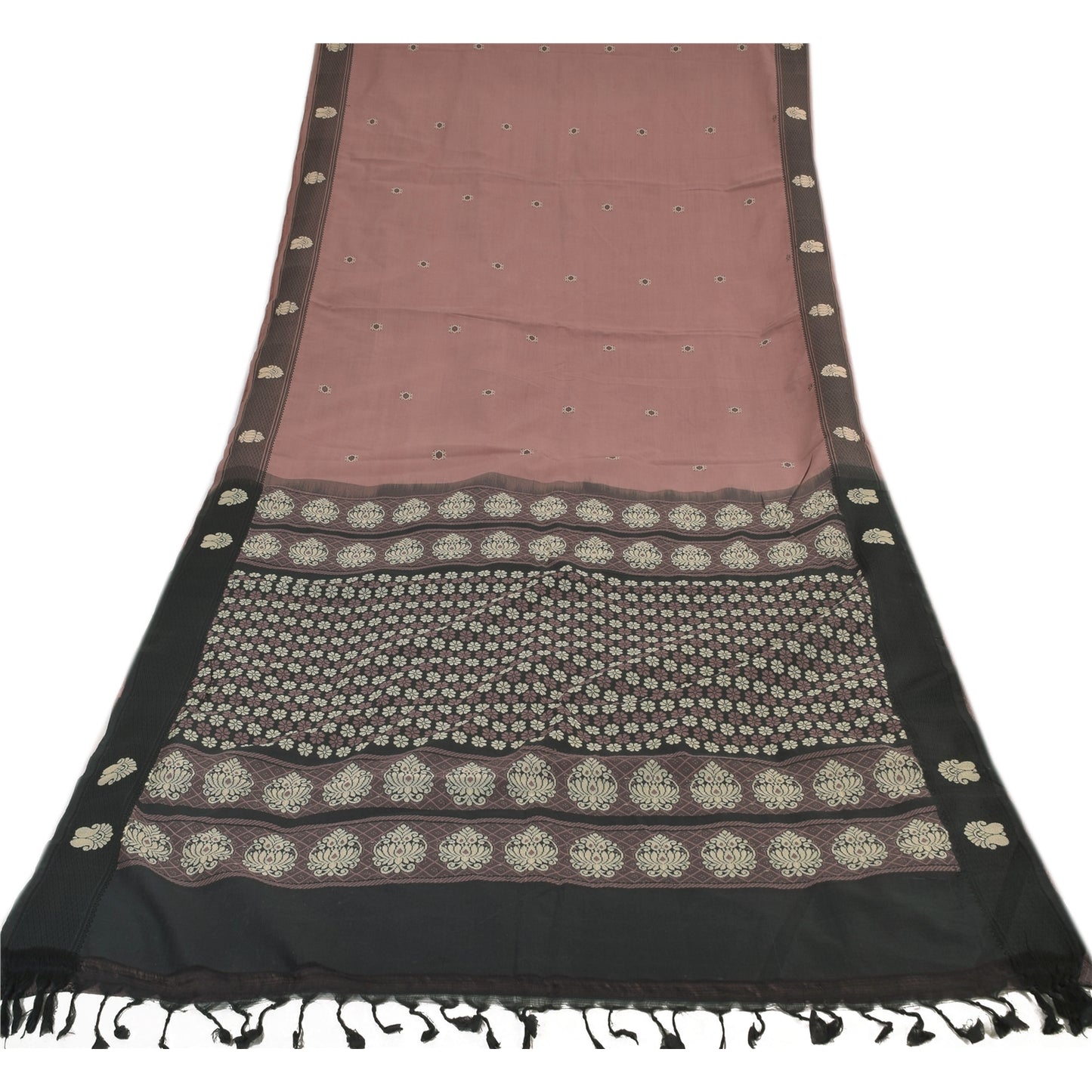 Sanskriti Vintage Sarees Indian Mauve Pure Cotton Woven Sari 5yd Craft Fabric