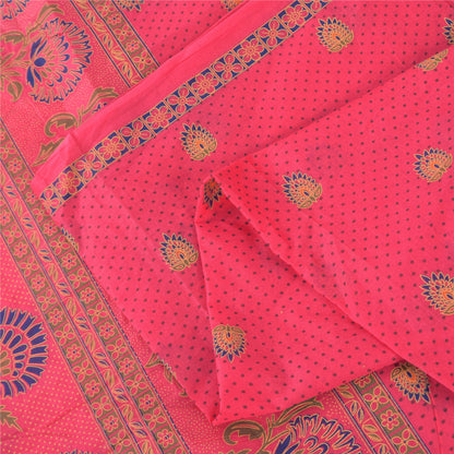 Sanskriti Vintage Sarees Pink 100% Pure Cotton Printed Sari 5yd Craft Fabric