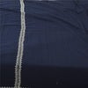 Sanskriti Vintage Sarees Navy Blue Lace Work Pure Cotton Sari 5yd Craft Fabric