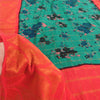 Sanskriti Vintage Sarees Green/Red Zari Woven Pure Cotton Print Sari 5yd Fabric