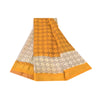 Sanskriti Vintage Sarees Yellow/Ivory Ikat Printed Pure Cotton Sari Craft Fabric