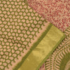 Sanskriti Vintage Sarees Indian Green Pure Cotton Printed Sari 5yd Craft Fabric