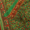 Sanskriti Vintage Sarees Green 100% Pure Cotton Printed Sari 5+yd Craft Fabric