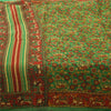 Sanskriti Vintage Sarees Green 100% Pure Cotton Printed Sari 5+yd Craft Fabric