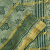 Sanskriti Vintage Sarees Olive Green Woven Printed Pure Cotton Sari 5+yd Fabric