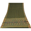 Sanskriti Vintage Sarees Green Ikat HandWoven Pure Cotton Sari 5+yd Craft Fabric