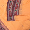 Sanskriti Vintage Sarees Peach Ikat HandWoven Pure Cotton Sari 5+yd Craft Fabric